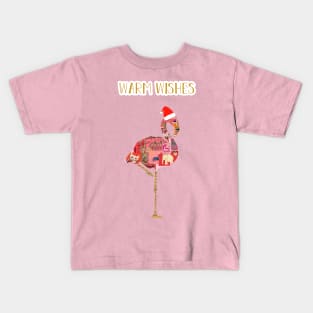 Warm Wishes Flamingo Xmas Kids T-Shirt